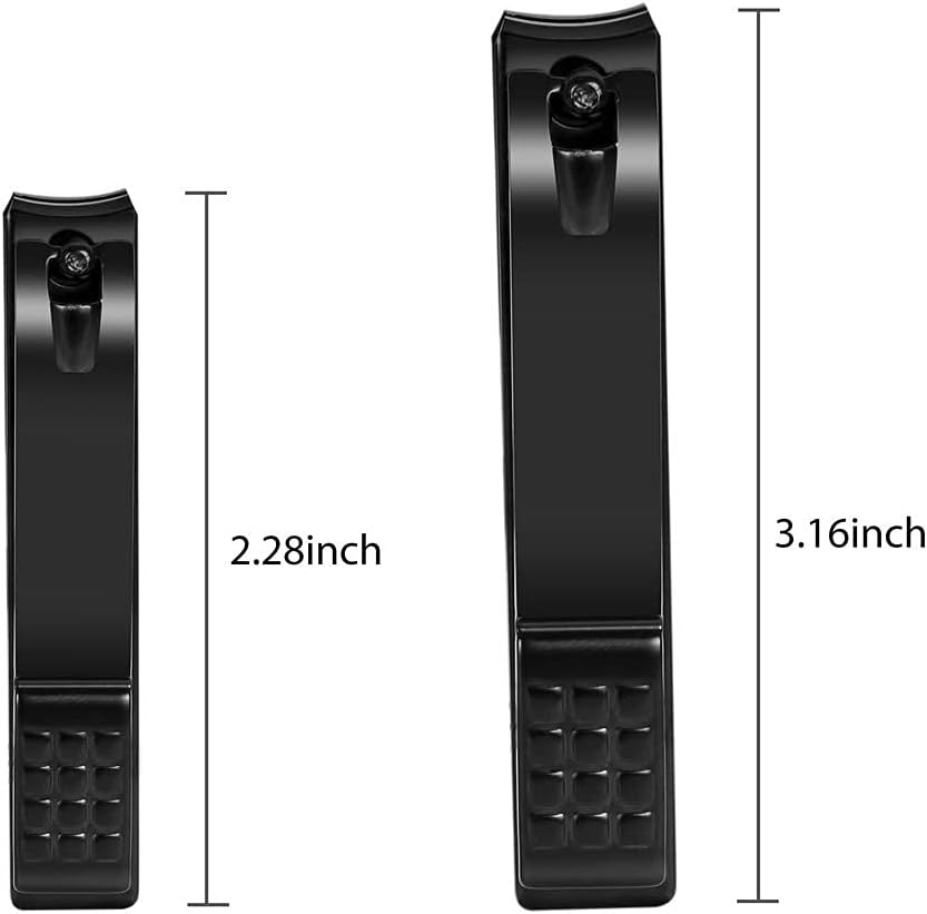 Black Alloy Nail Clippers Set (Large + Small) | Sharp Non-Slip Nail Care Tools for Fingernails & Toenails – Home & Travel Use