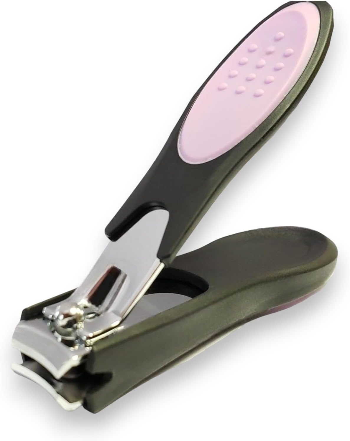 Nail Clipper with Non-Slip Handle | Pink Accent, Stylish & Durable Fingernail Toenail Cutter – Portable Grooming Tool