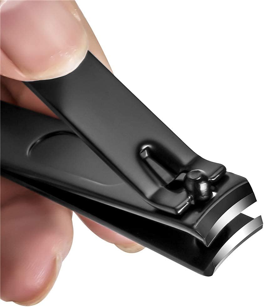 Black Alloy Nail Clippers Set (Large + Small) | Sharp Non-Slip Nail Care Tools for Fingernails & Toenails – Home & Travel Use