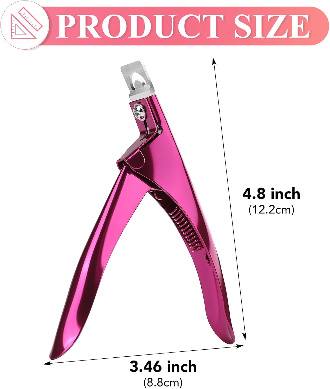 Pink Nail Tip Cutter | Stainless Steel False Nail Clipper for Acrylic, Gel & Extension Nails – Professional Manicure Tool