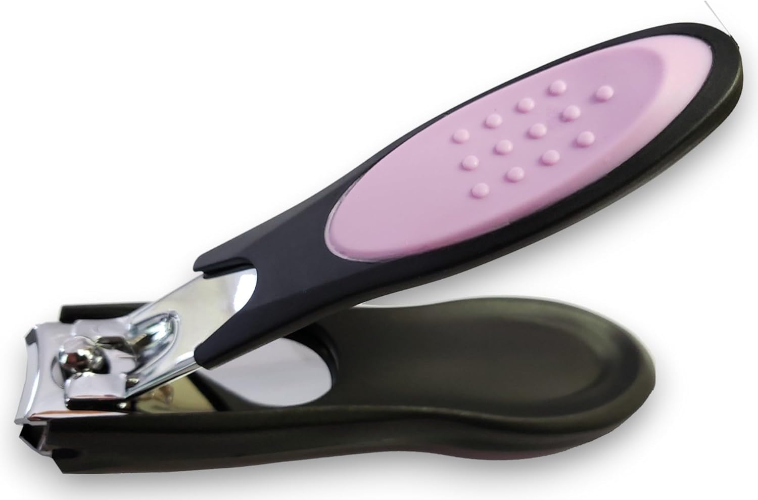Nail Clipper with Non-Slip Handle | Pink Accent, Stylish & Durable Fingernail Toenail Cutter – Portable Grooming Tool