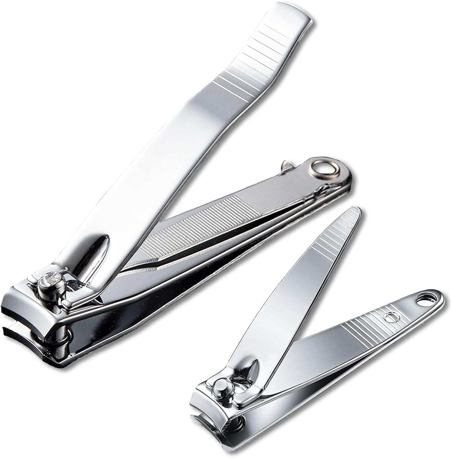Stainless Steel Nail Clippers Set (2 Pack) – Large & Small Clippers for Fingernails and Toenails | Sharp, Durable, Portable Grooming Tools