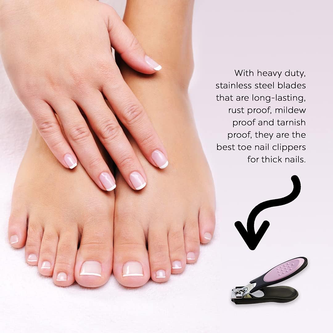 Nail Clipper with Non-Slip Handle | Pink Accent, Stylish & Durable Fingernail Toenail Cutter – Portable Grooming Tool