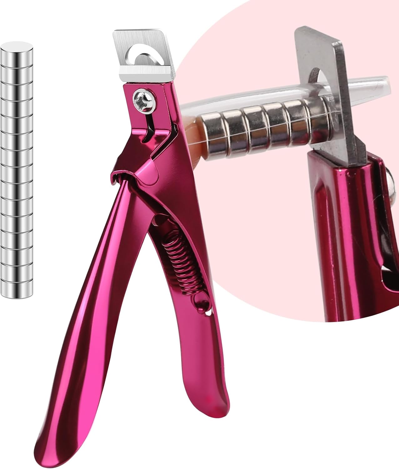 Pink Nail Tip Cutter | Stainless Steel False Nail Clipper for Acrylic, Gel & Extension Nails – Professional Manicure Tool
