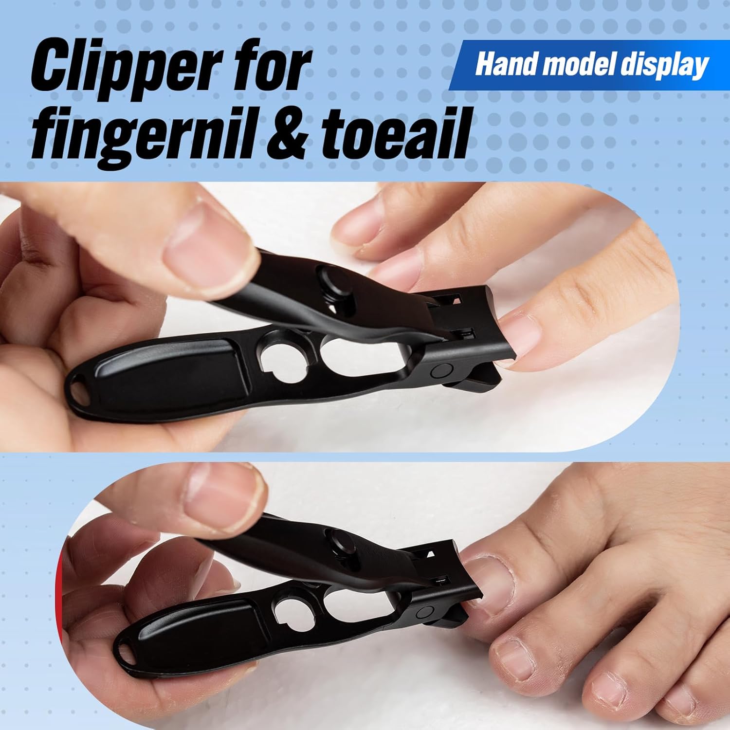 Large Black Wide-Jaw Nail Clipper | Stainless Steel Toenail Cutter for Thick & Hard Nails – Heavy-Duty Professional Grooming Tool