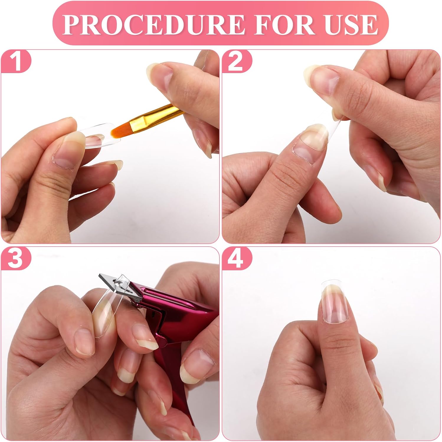 Pink Nail Tip Cutter | Stainless Steel False Nail Clipper for Acrylic, Gel & Extension Nails – Professional Manicure Tool