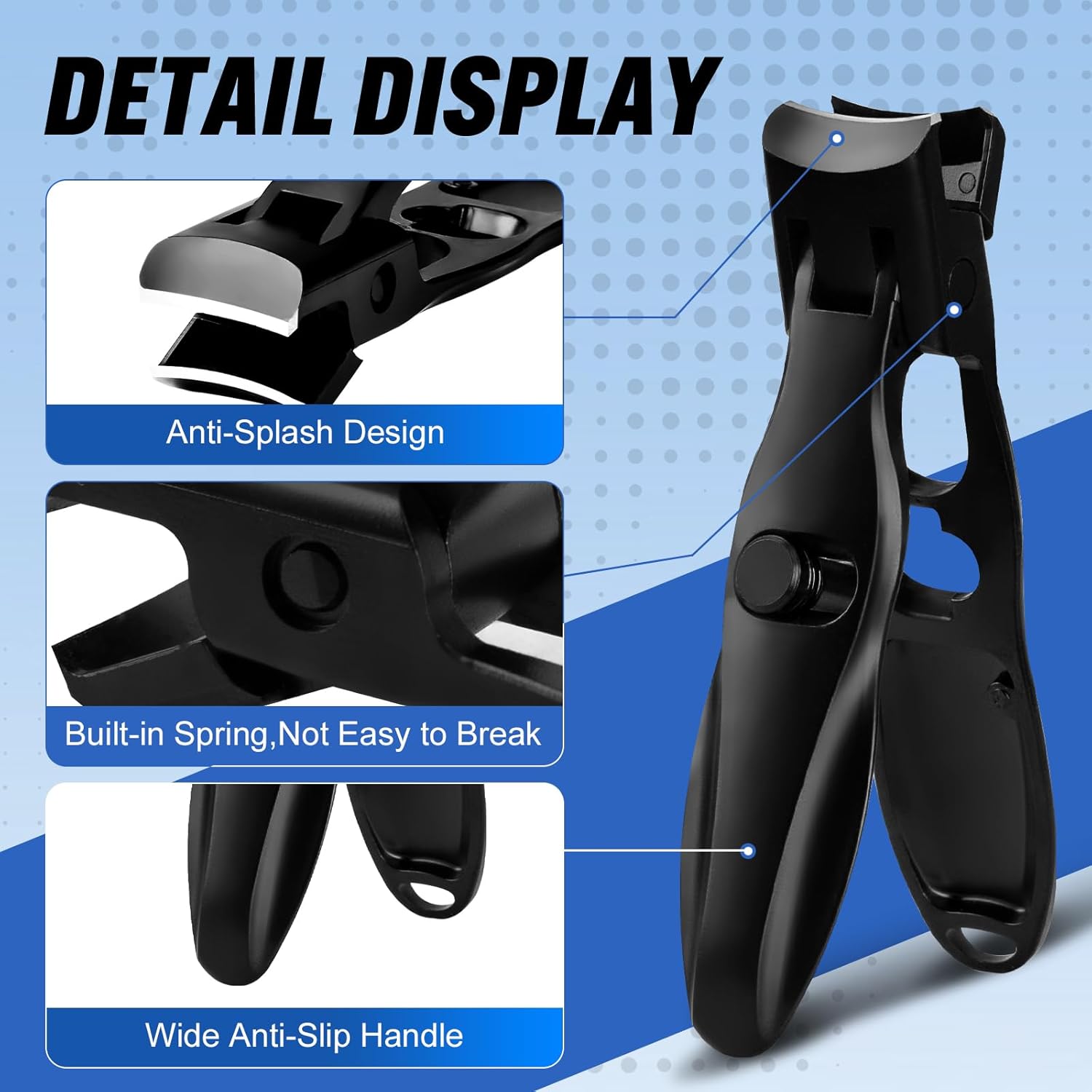 Large Black Wide-Jaw Nail Clipper | Stainless Steel Toenail Cutter for Thick & Hard Nails – Heavy-Duty Professional Grooming Tool