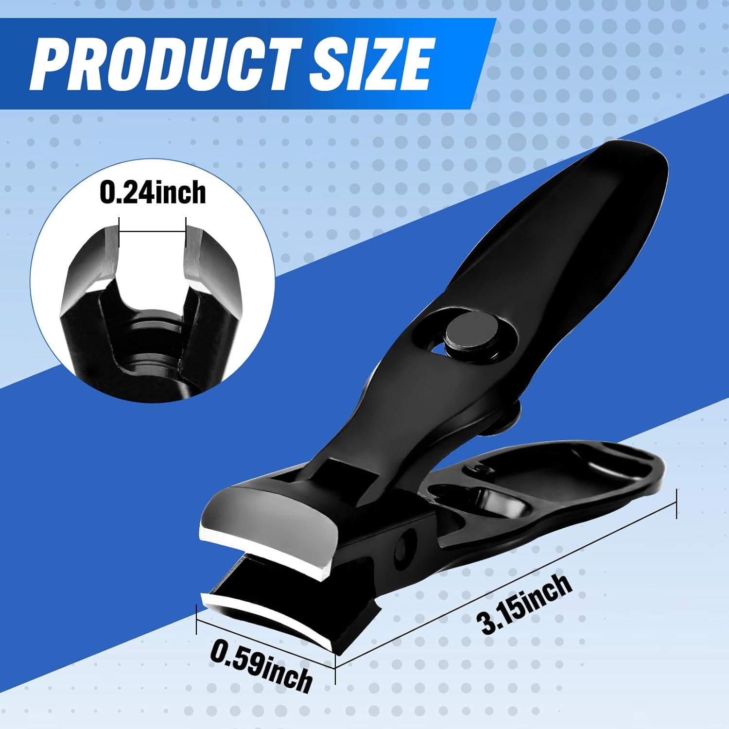 Large Black Wide-Jaw Nail Clipper | Stainless Steel Toenail Cutter for Thick & Hard Nails – Heavy-Duty Professional Grooming Tool