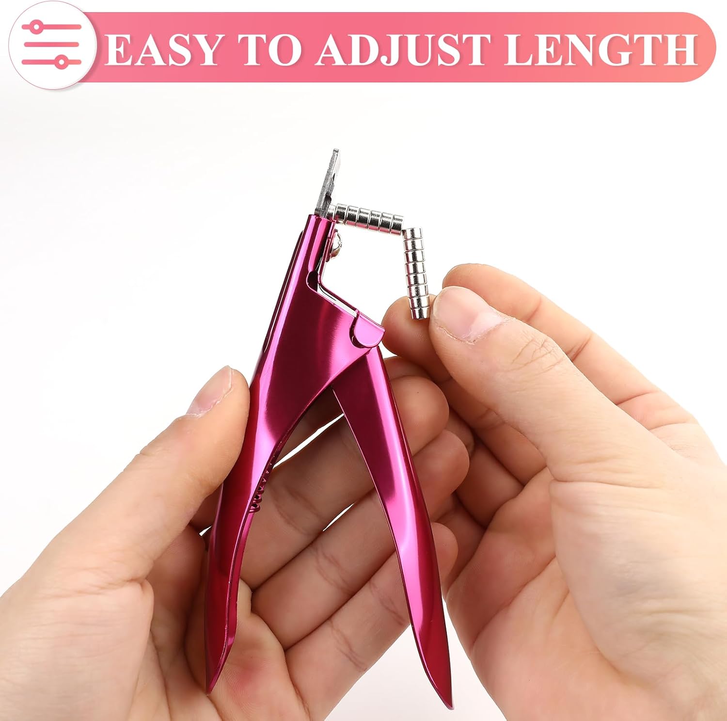 Pink Nail Tip Cutter | Stainless Steel False Nail Clipper for Acrylic, Gel & Extension Nails – Professional Manicure Tool